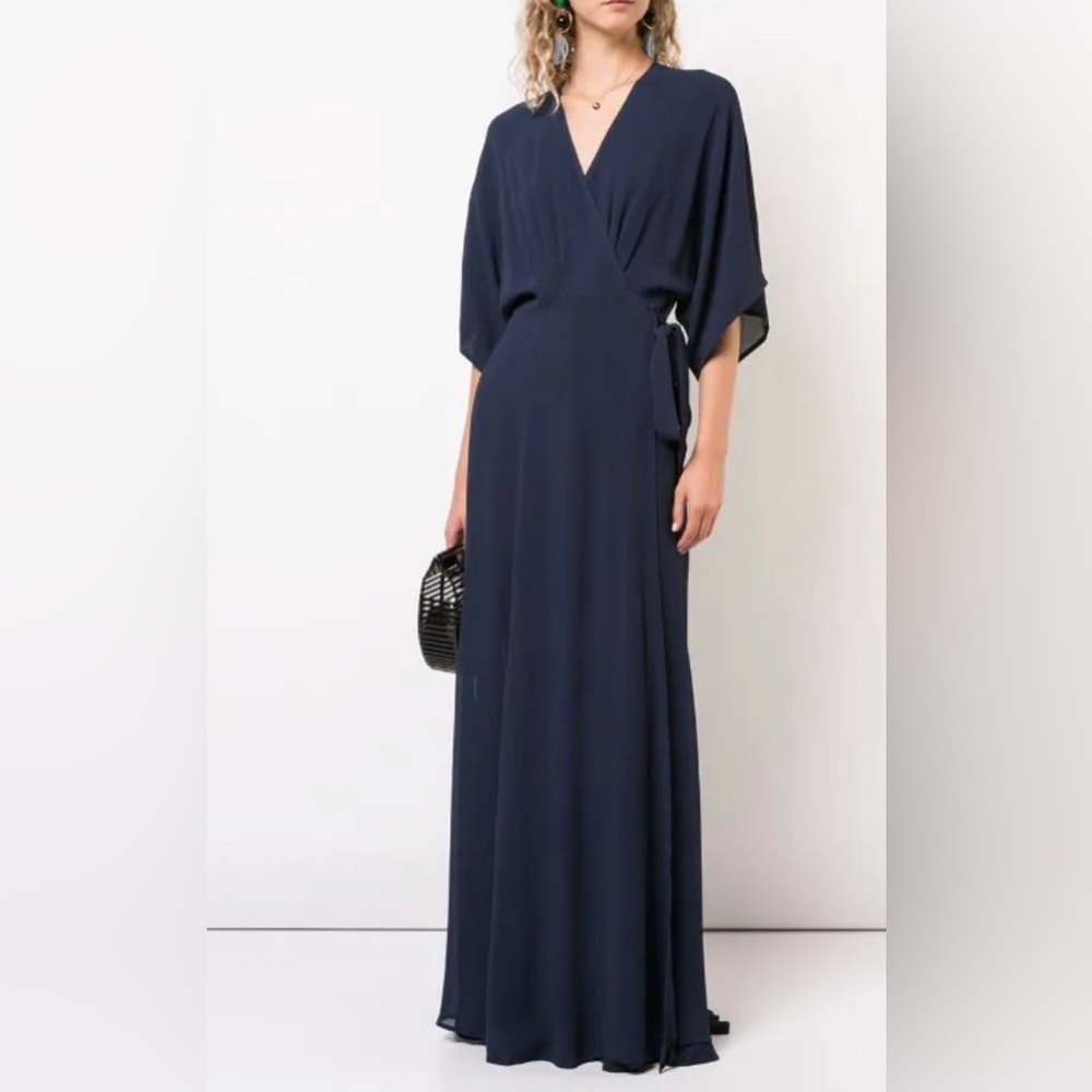 Navy wrap around Reformation gown size S.